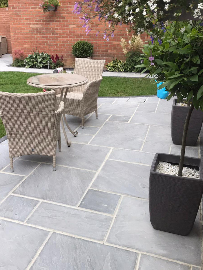 Kandla Grey Indian Sandstone Paving Slabs - Mix Size Patio Pack