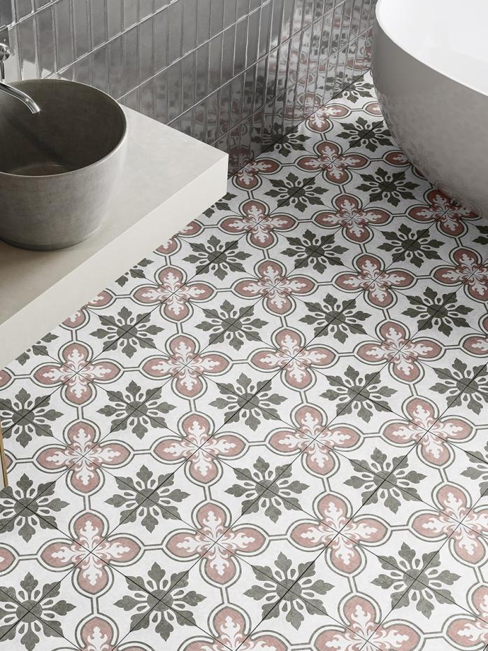 Seville Floral White Decor Porcelain Tile - 450x450mm