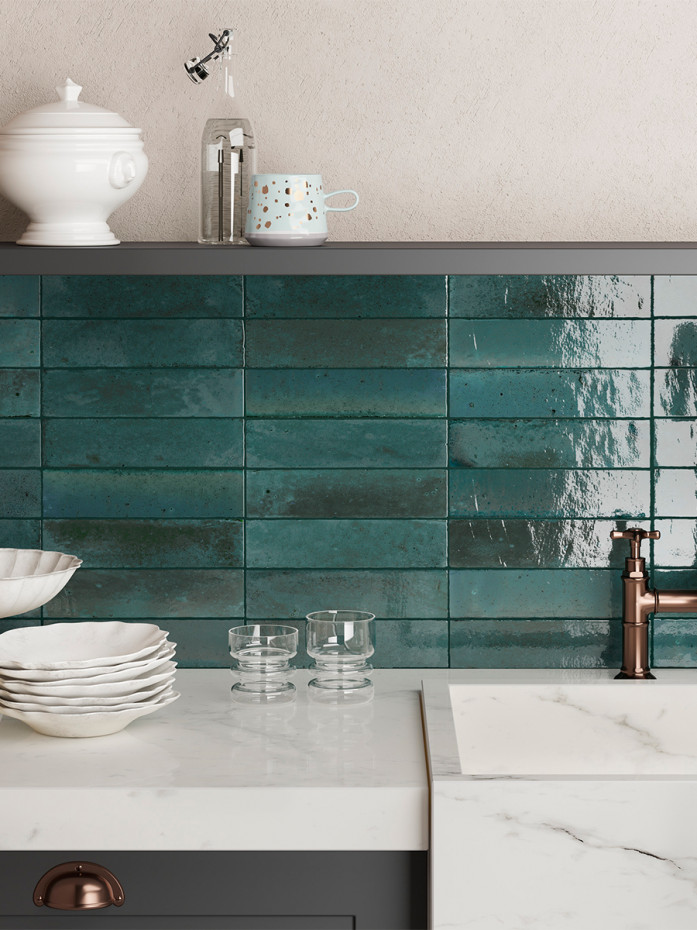 Lume Blue Italian Brick Effect Tile - 60x240mm