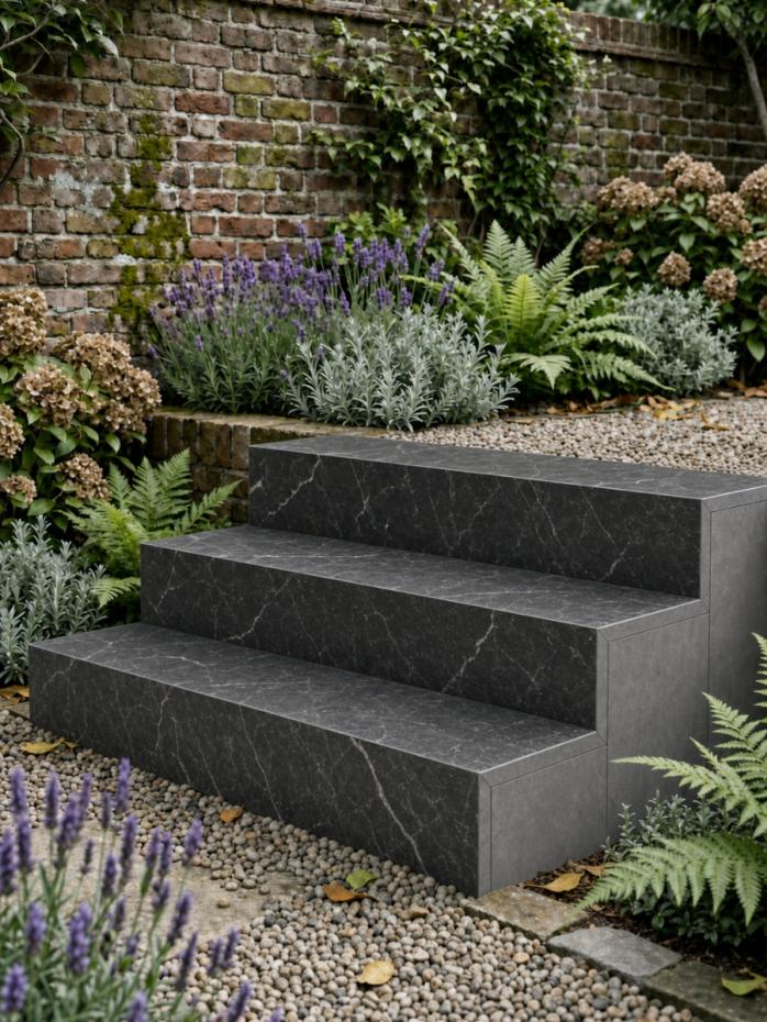 Lusso Nero Drop Face for Steps, Coping & Pool Edging - 1200x400x100mm