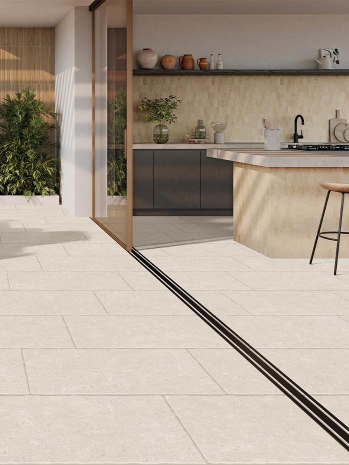 Langham Ivory Tumbled Outdoor Porcelain - 900x600x20mm