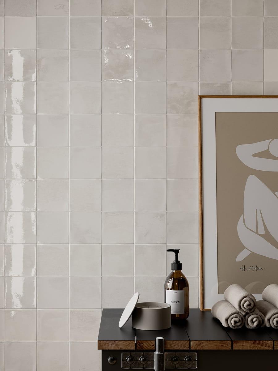 Marrakech White Zellige Porcelain Tile - 100x100mm