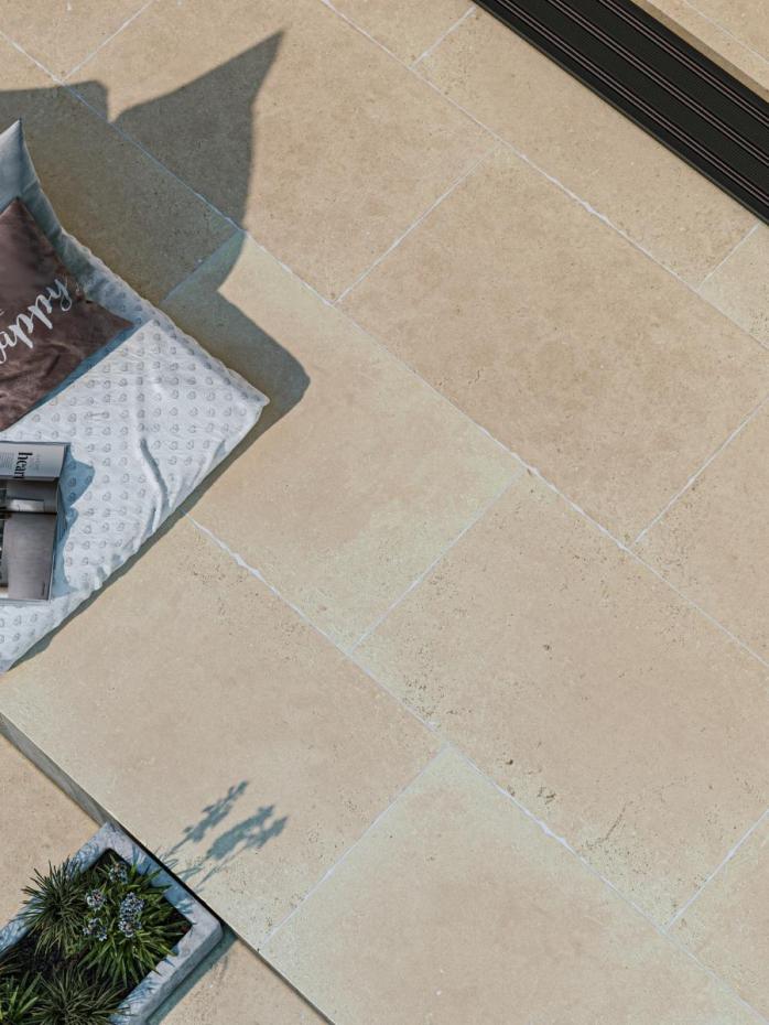 Marseille Cream Antique Chiselled Edge Porcelain Slab - 900x600x20mm