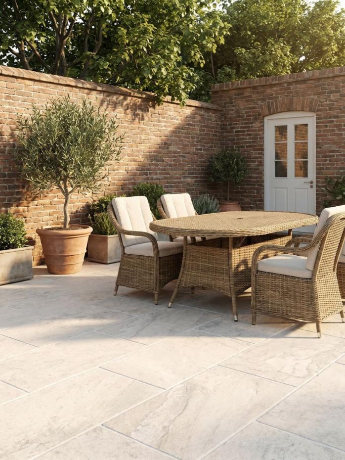 Masia White Antique Chiselled Porcelain Paving Slabs - 900x600x20mm