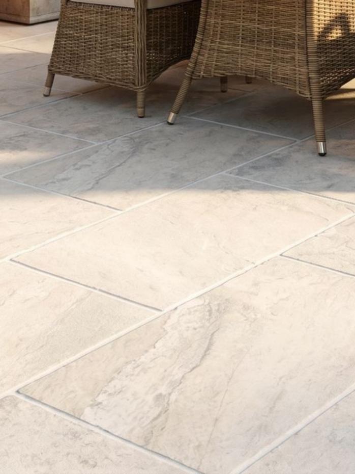 Masia White Antique Chiselled Porcelain Paving Slabs - 900x600x20mm