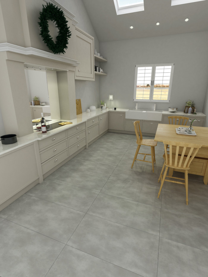 Concrete Light Click Vinyl Floor Tiles  - 935x465mm