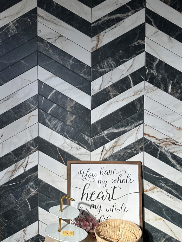Calacatta Gold Chevron Tile - 80x400mm (LAST PACK)