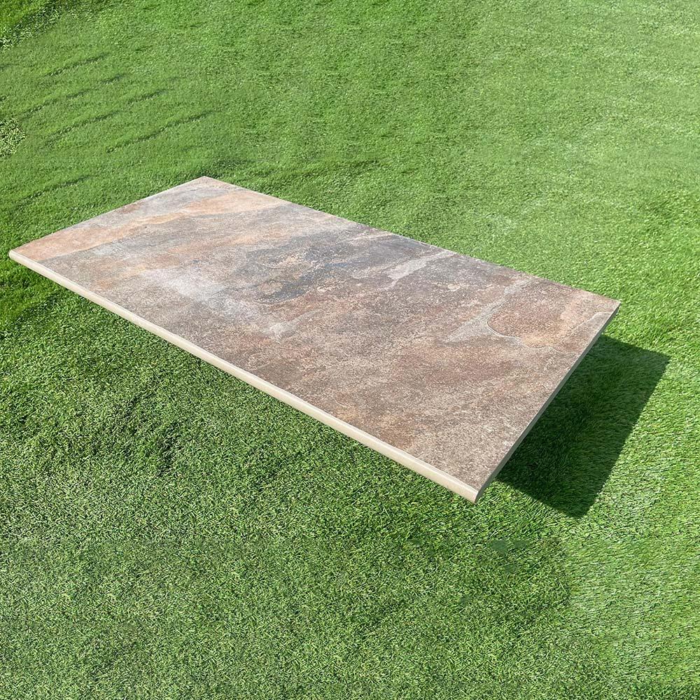 Multicolor Slate Porcelain Paving Bullnose for Steps and Coping - 900x450x20mm