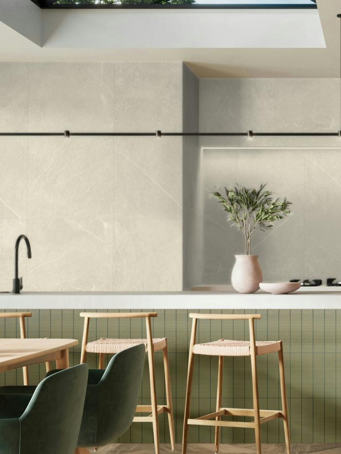 Mythe White Slate Effect Non Slip Porcelain Tile - 600x600mm