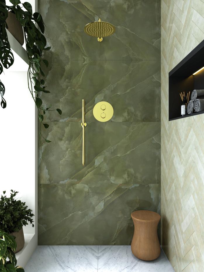 Olive Onyx Gloss Porcelain Tile - 1200x600mm
