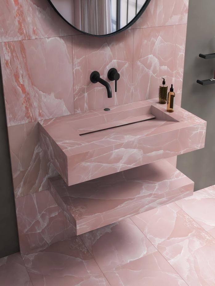 Peach Onyx Sink and Shelf - 1000mm