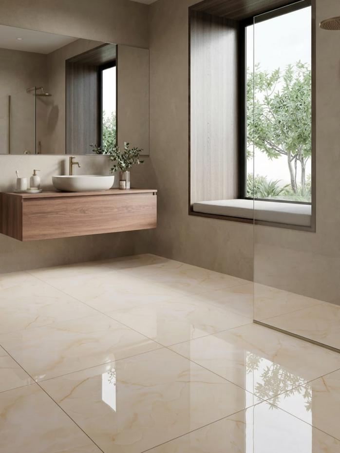 Pearl Bloom Onyx Gloss Porcelain Tile - 600x600mm