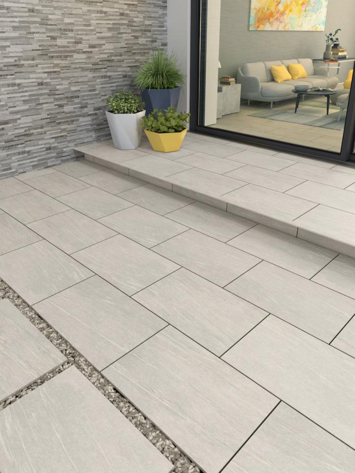 Pietra Pearl Outdoor Porcelain Paving Slabs - 1200x600x20mm