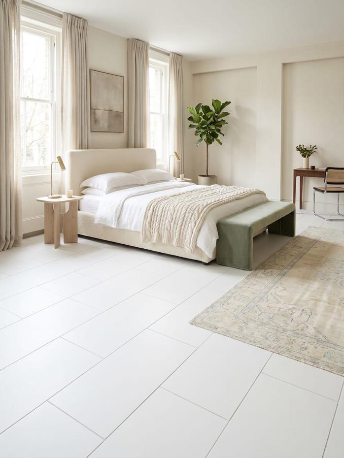 Glacier White Marble Effect Matt Tile - 1200x600mm