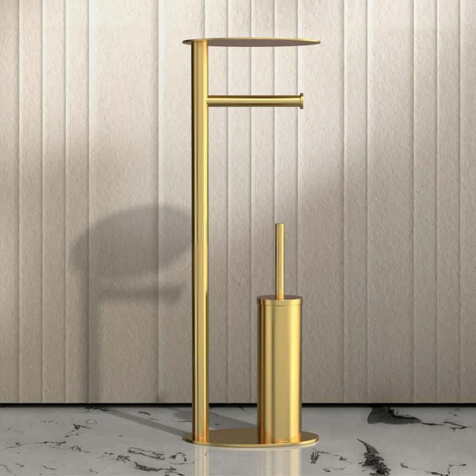 Porto Brushed Gold Floor Standing Paper Holder