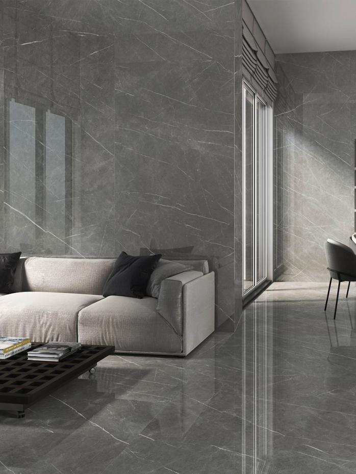 Pulpis Dark Marmo Polished Porcelain Tiles - 600x600mm