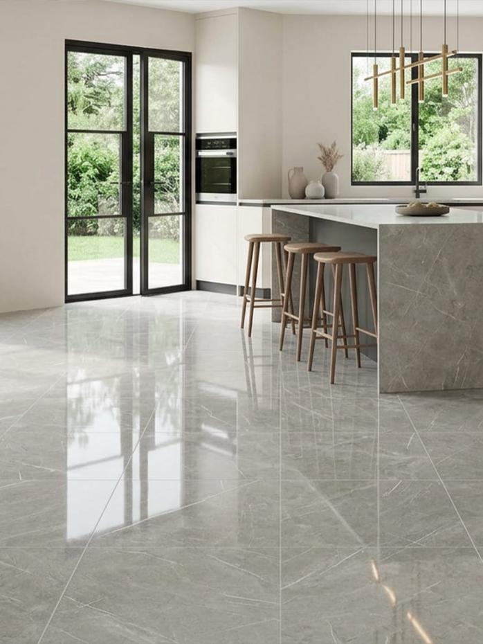 Pulpis Grey Marble Effect Porcelain Tiles - 600x600mm