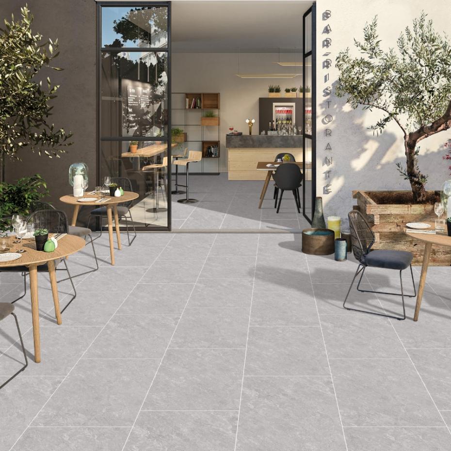 Quartz Grey Outdoor Porcelain Paving Tiles - 900x600x16mm