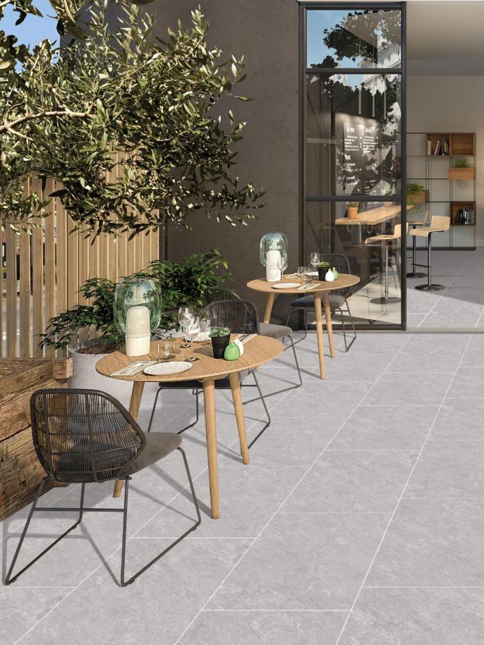 Quartz Grey Outdoor Porcelain Paving Tiles - 900x600x16mm