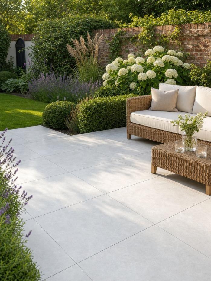 Quartz White Outdoor Porcelain Paving Tiles - 900x600x16mm