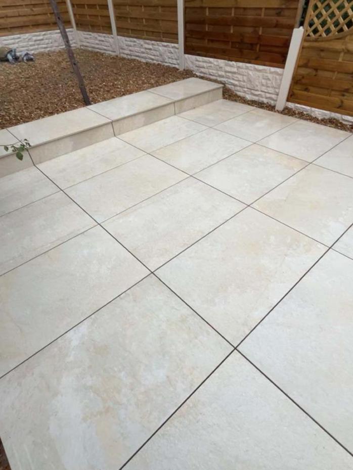 Quartzite Beige Outdoor Porcelain Paving Slabs - 900x600x16mm