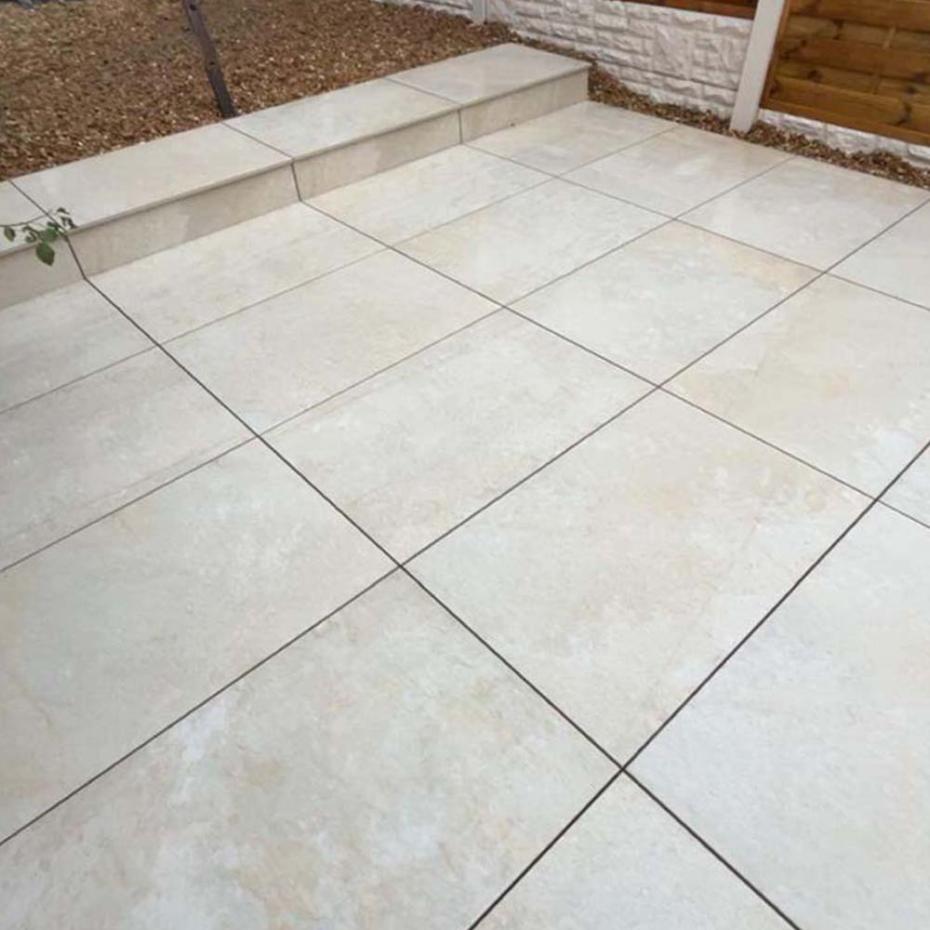 Quartzite Beige Outdoor Porcelain Paving Slabs - 900x600x16mm