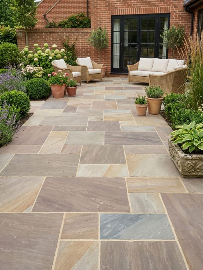 Raj Blend Indian Sandstone Paving Slabs - Mix Size Patio Pack
