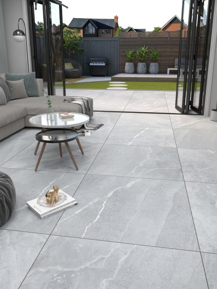 Roca White Outdoor Porcelain Paving Slabs - 1000x1000x20mm