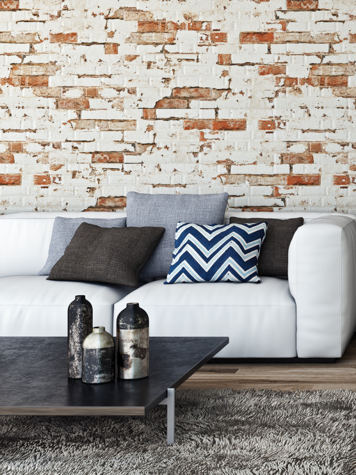 Rustic White Brick Effect Tile - 170x520mm