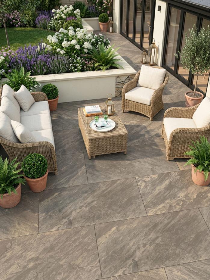 Sagar Black Outdoor Porcelain Paving Slabs - 900x600x16mm