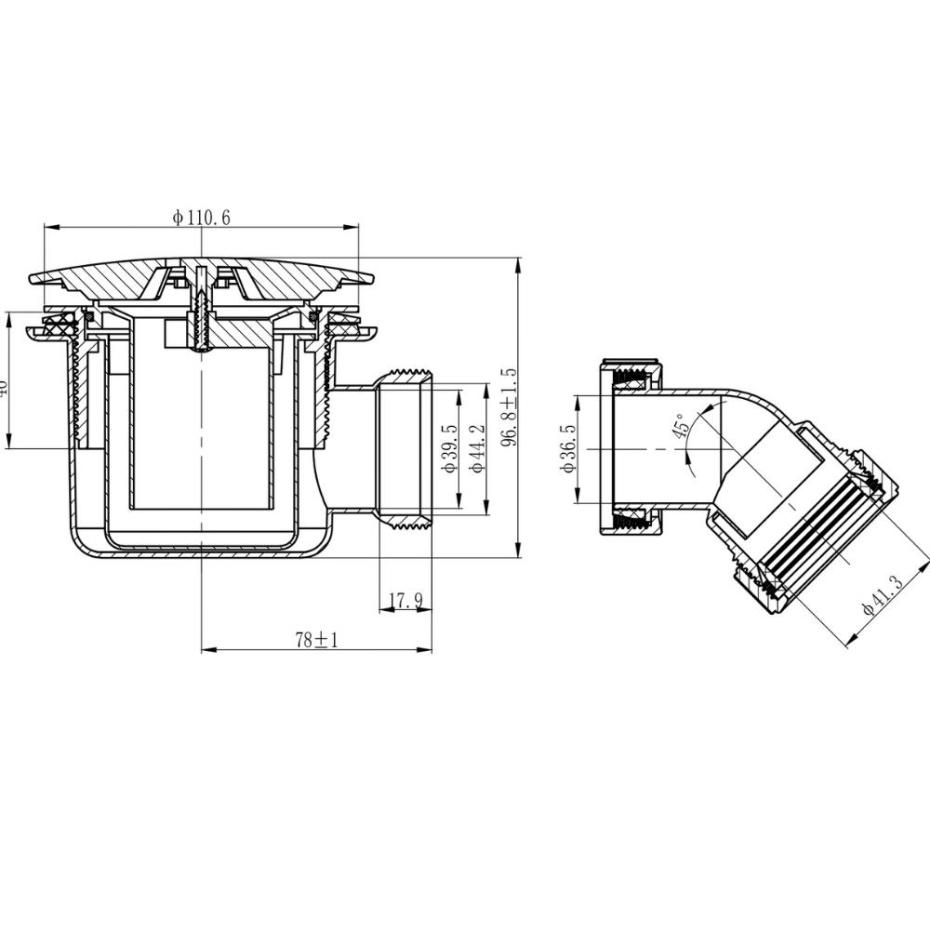 Boston Chrome Standard Shower Tray Waste - 90mm
