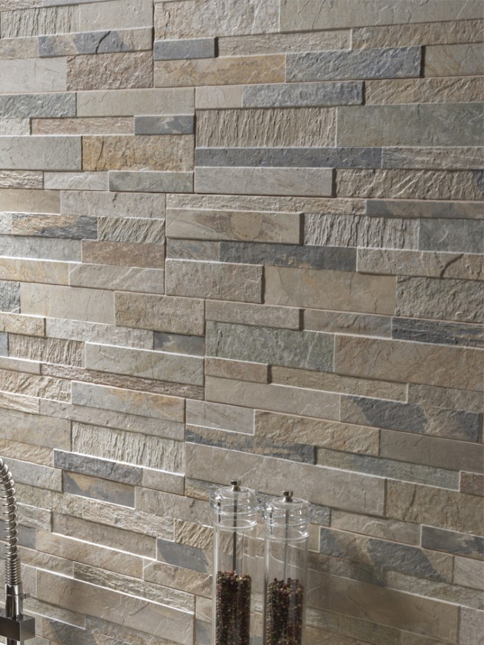 Beige Slate Split Face Effect Porcelain Wall Tile - 150x610mm