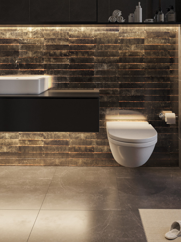 Soho Black Italian Brick Effect Gloss Tile - 60x250mm