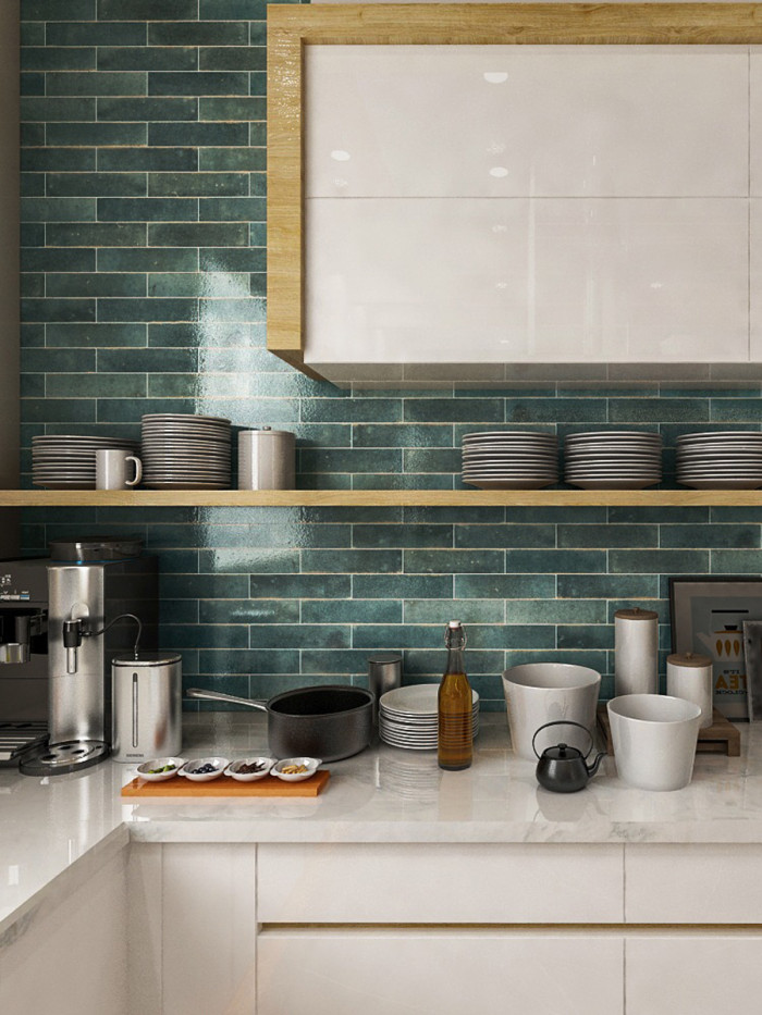Soho Emerald Italian Brick Effect Gloss Tile - 60x250mm