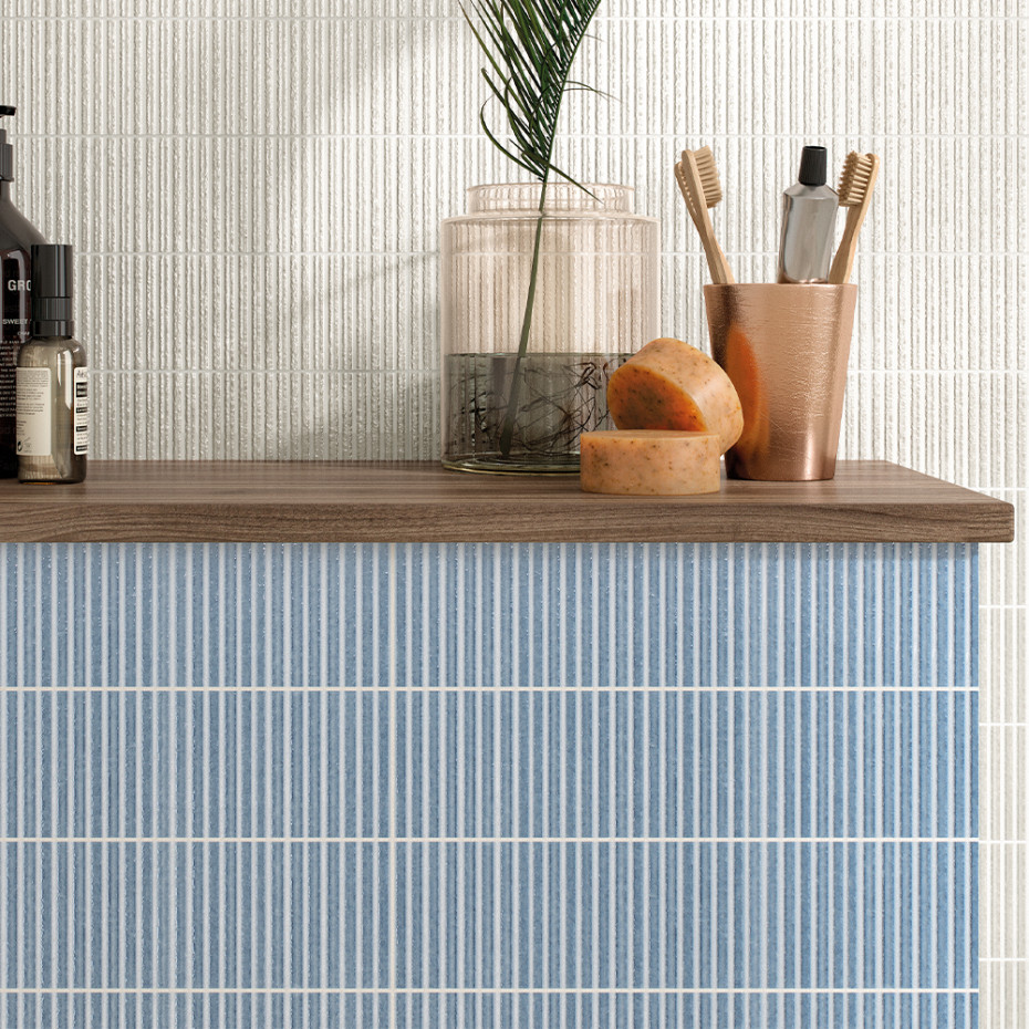Fluted Aqua Decor Wall Tile - 75x300mm