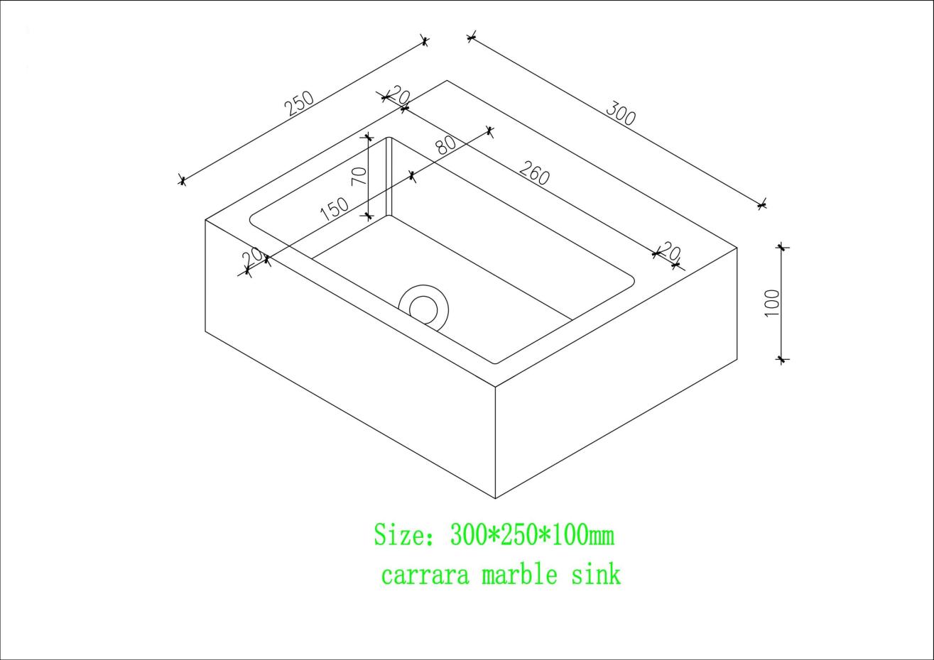 Carrara Marble Wall Hung Basin - 300mm