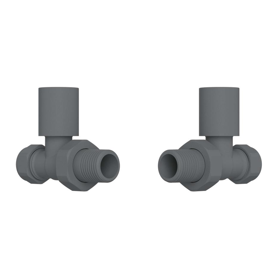 Anthracite Straight Radiator Valves (Pair) - 15mm