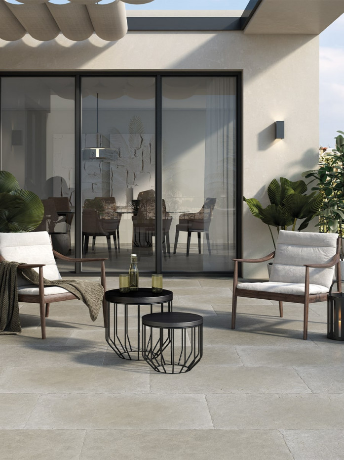 Texas Grey Antique Chiselled Edge Porcelain Tile - 900x600x9.5mm