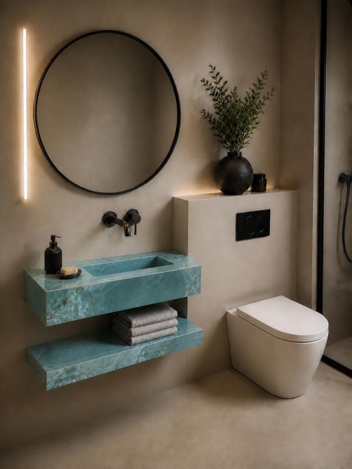 Turquoise Onyx Sink and Shelf - 600mm