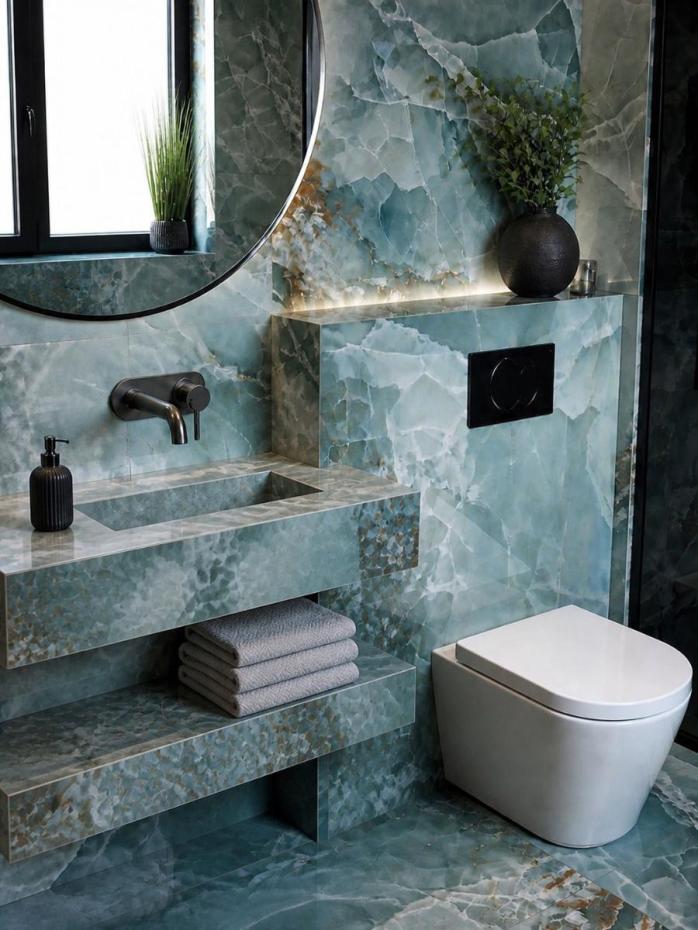 Turquoise Onyx Sink and Shelf - 600mm