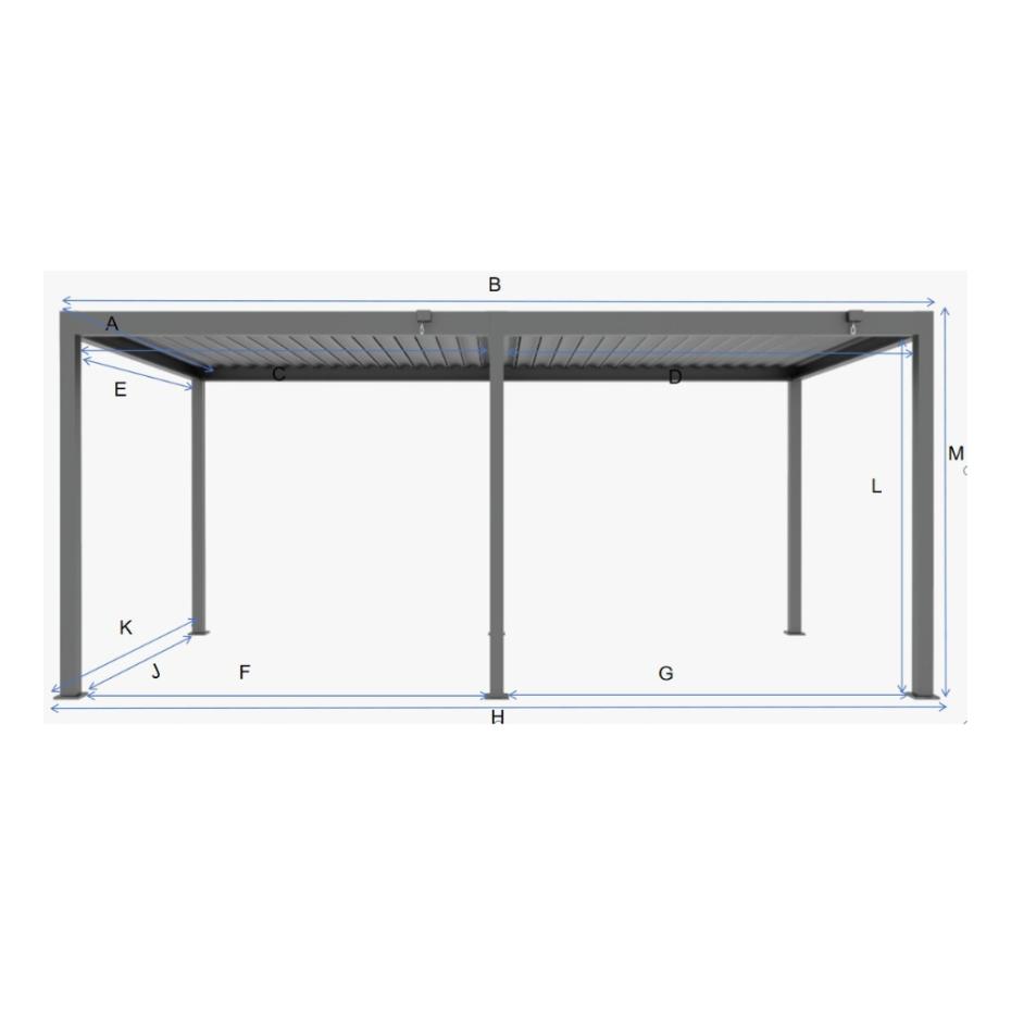 Shadow Nord Steel Pergola in Graphite Grey  - 3 x 6m Free Standing