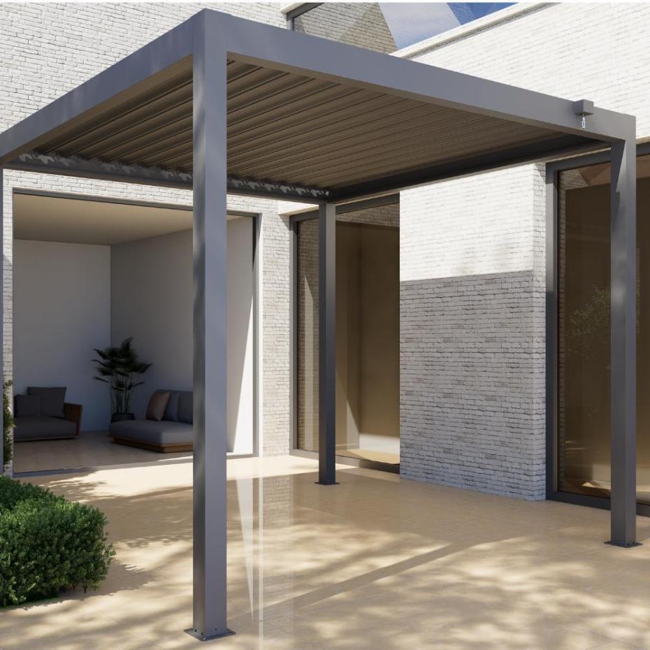 Shadow Nord Steel Pergola in Graphite Grey  - 3 x 4m Free Standing