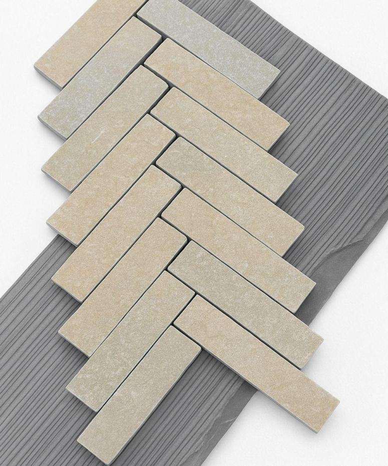 Tandur Yellow Tumbled Natural Limestone Outdoor Slim Sett Pavers - 200x50x40mm