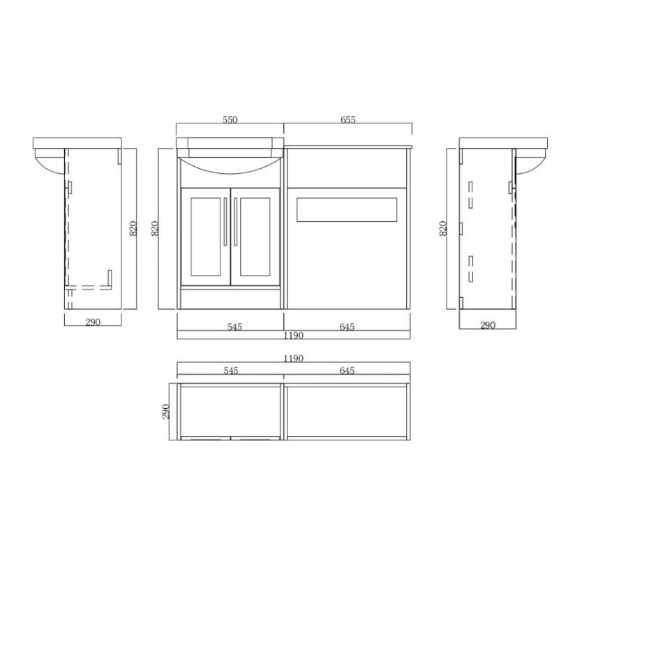 Imperial Light Beige Combination Bathroom Suite - Vanity Unit with WC unit & Toilet - 1200mm