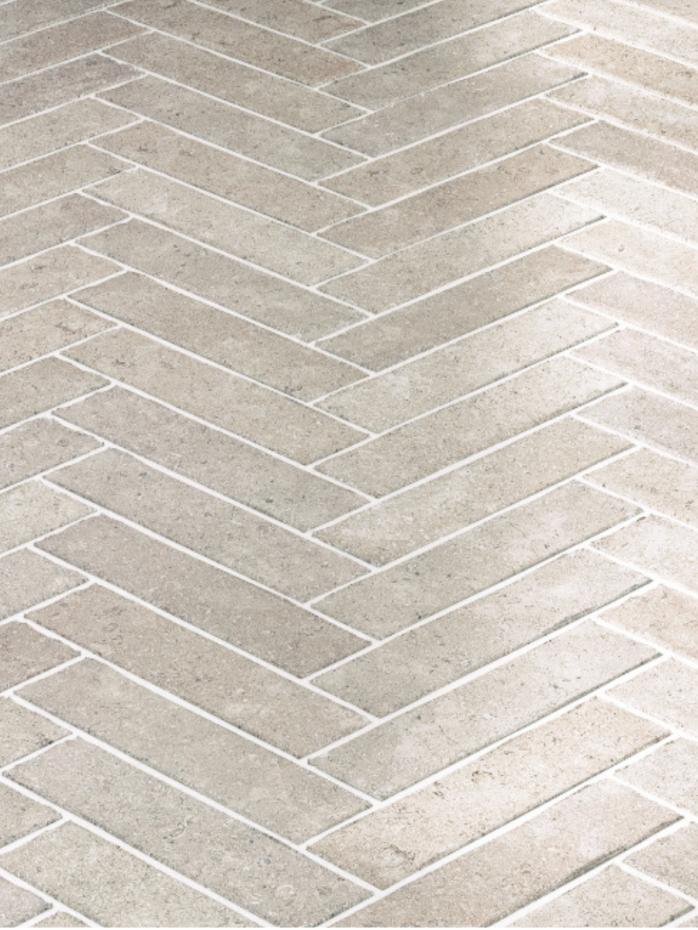 Dijon Tumbled Herringbone Tiles - 200x50x20mm