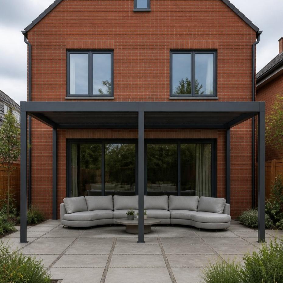 Shadow Nord Steel Pergola in Graphite Grey  - 3 x 6m Free Standing