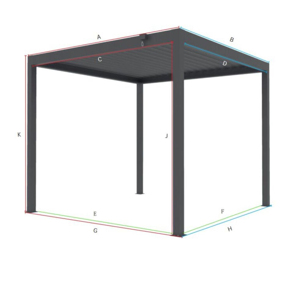 Shadow Nord Steel Pergola in Graphite Grey - 3m x 3m Free Standing