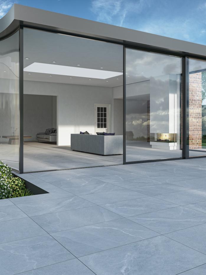 Roca White Outdoor Porcelain Slabs - 900x600x20mm