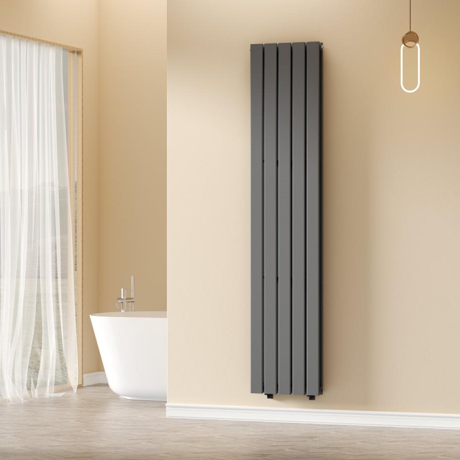 Boston Anthracite Double Panel Vertical Radiator - 1600x360mm