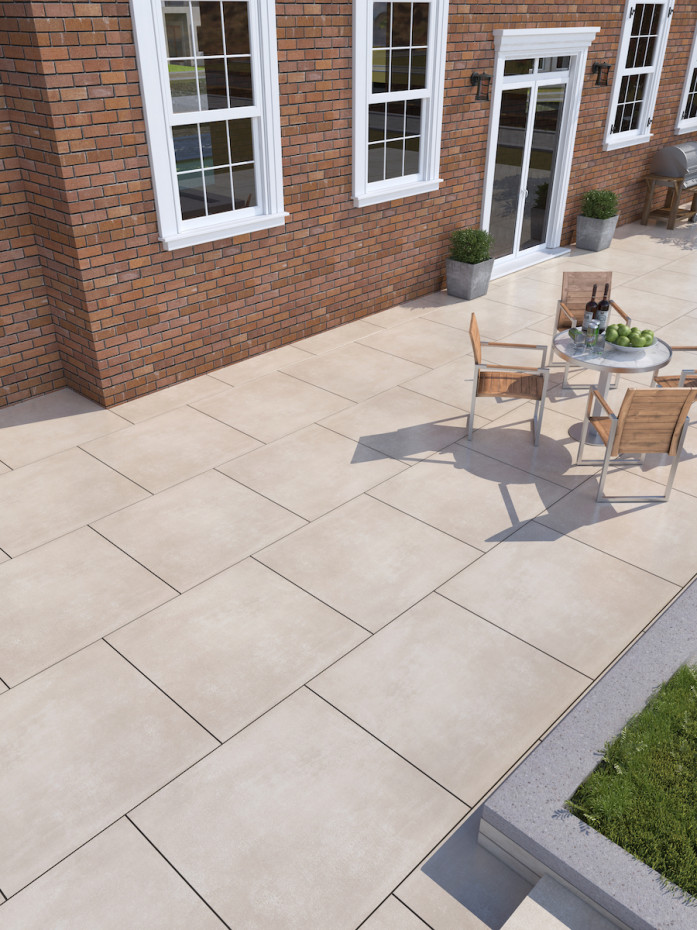 Warmer Tan Outdoor Porcelain Paving Slabs - 900x900x20mm